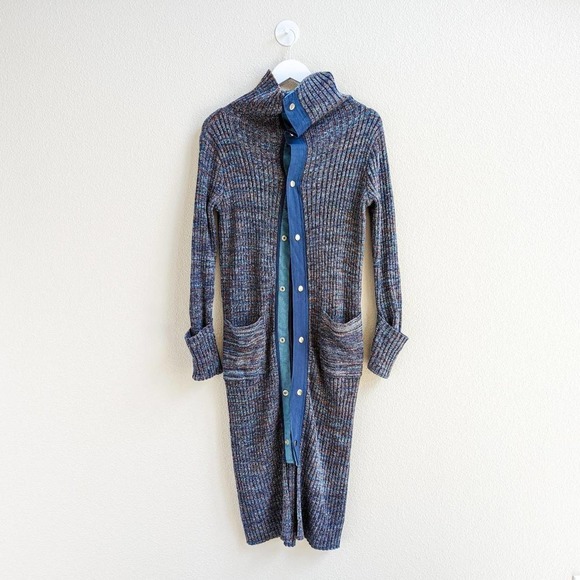 Free People Blue Knit Cardigan Jacket Sz XS - Picture 1 of 4